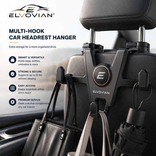 Elvovian™ AeroHook DuoFlex Multi-Utility Headrest Organizer System